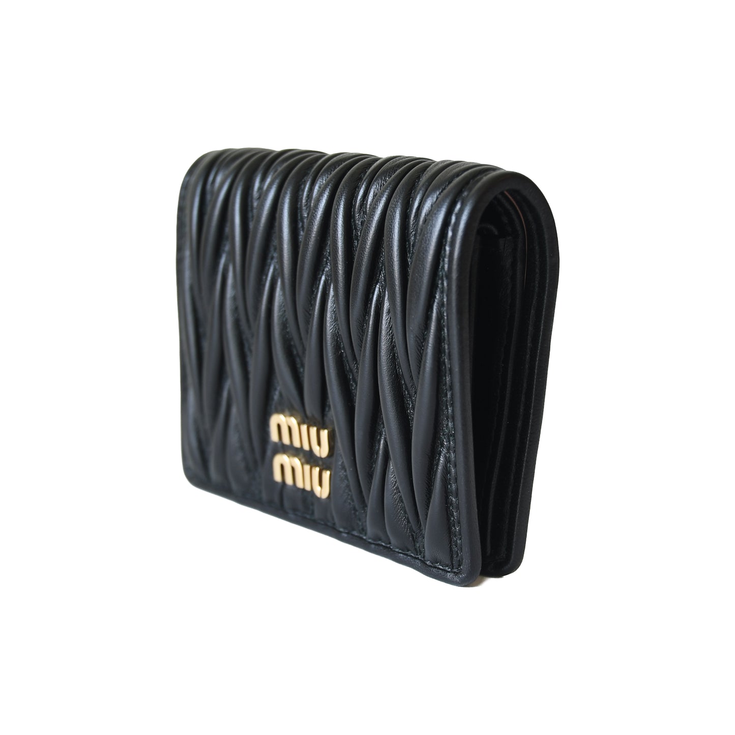 Miu Miu Matelasse Nappa Leather Wallet Black