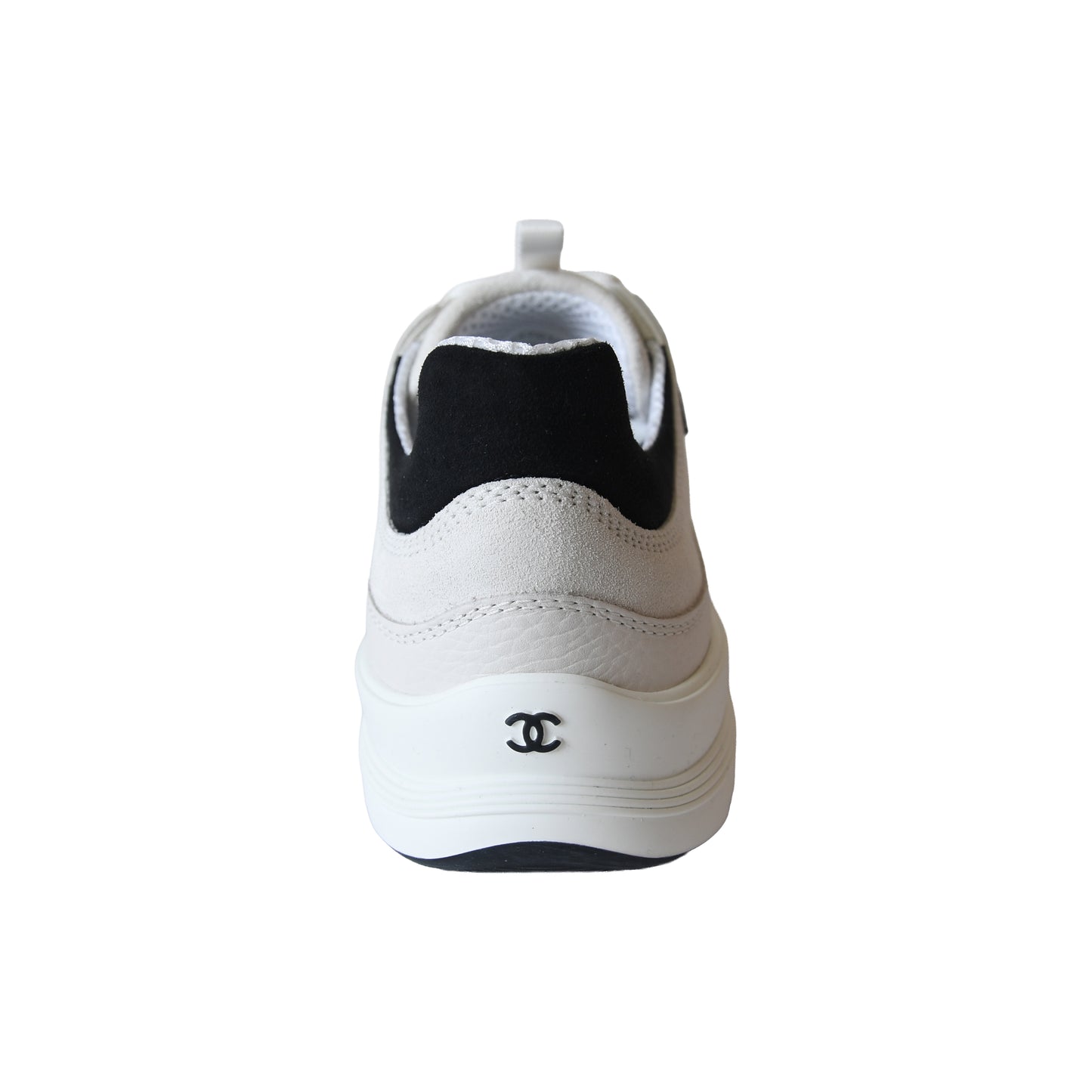 Chanel Calfskin Suede Calfskin Sneakers White Black