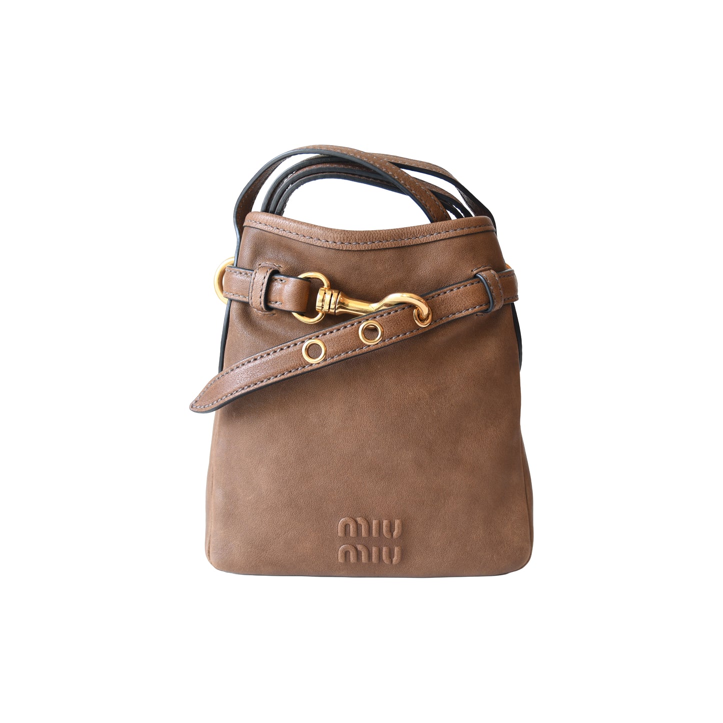 Miu Miu Nappa Suede Pouch Caramel