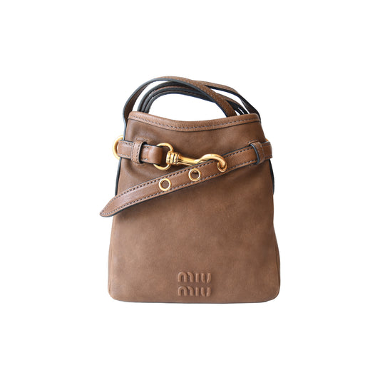 Miu Miu Nappa Suede Pouch Caramel
