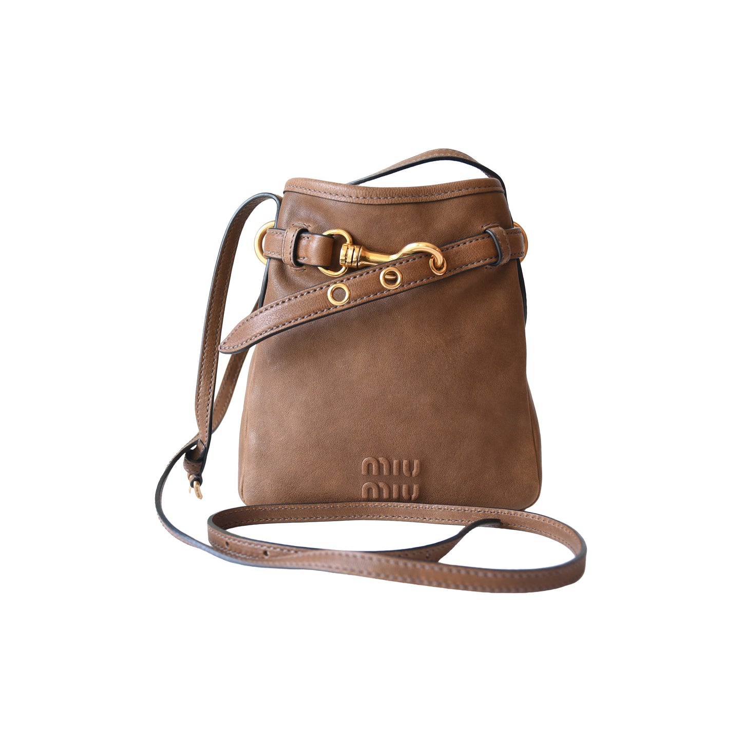 Miu Miu Nappa Suede Pouch Caramel