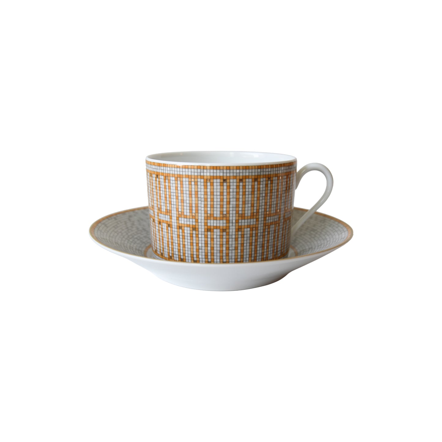 Hermes Mosaique au 24 Gold Breakfast Cup and Saucer (2 sets)
