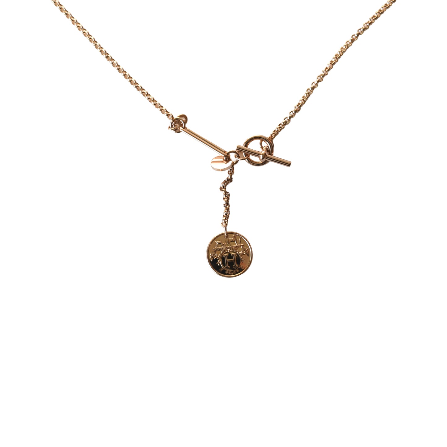 Hermes 18K Ex-Libris Necklace Rose Gold