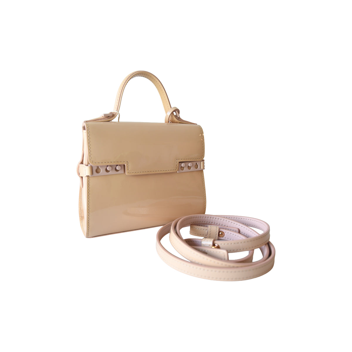 Delvaux Tempete Micro Top Handle Bag Beige Pink