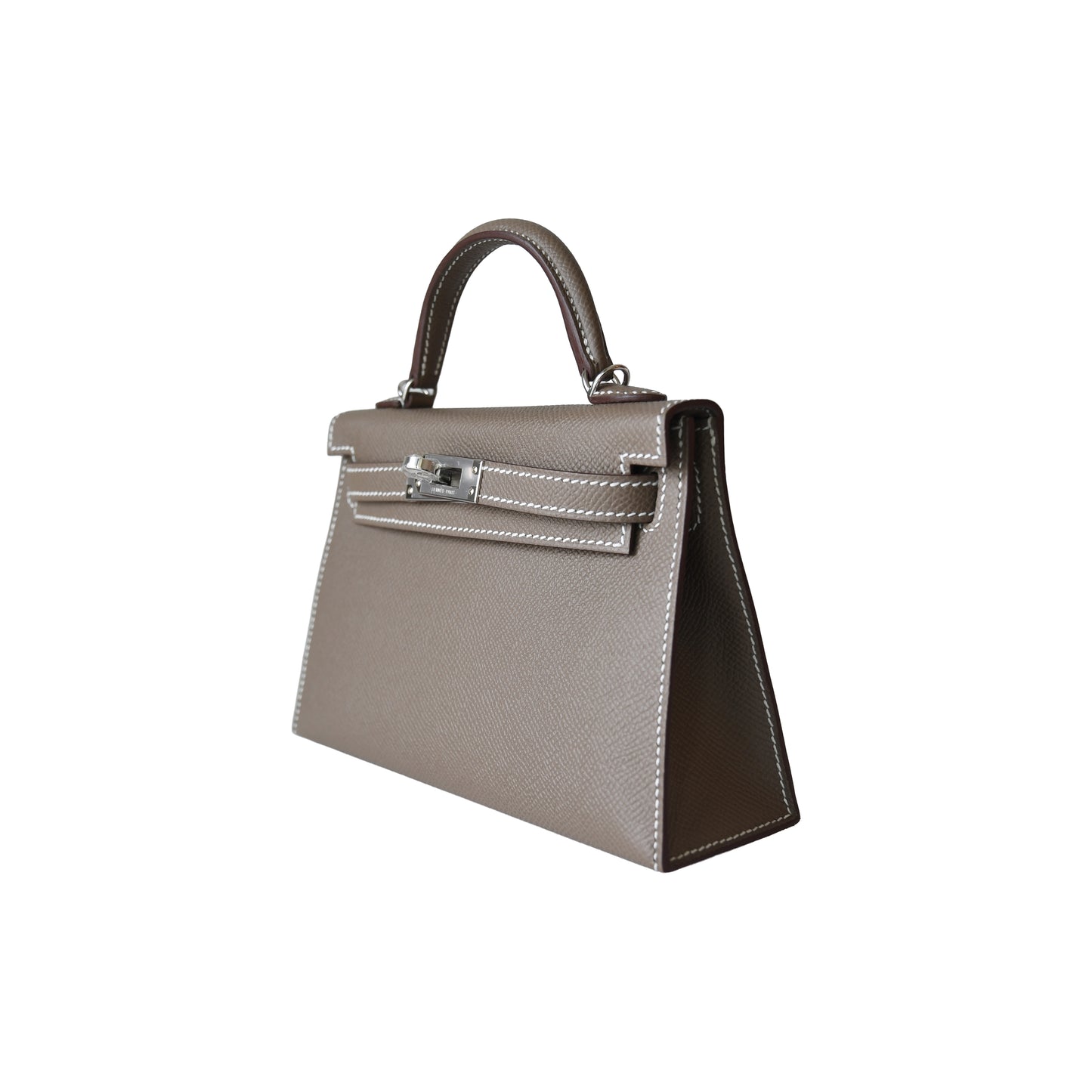 Hermes Mini Kelly II Bag Palladium Hardware Etoupe
