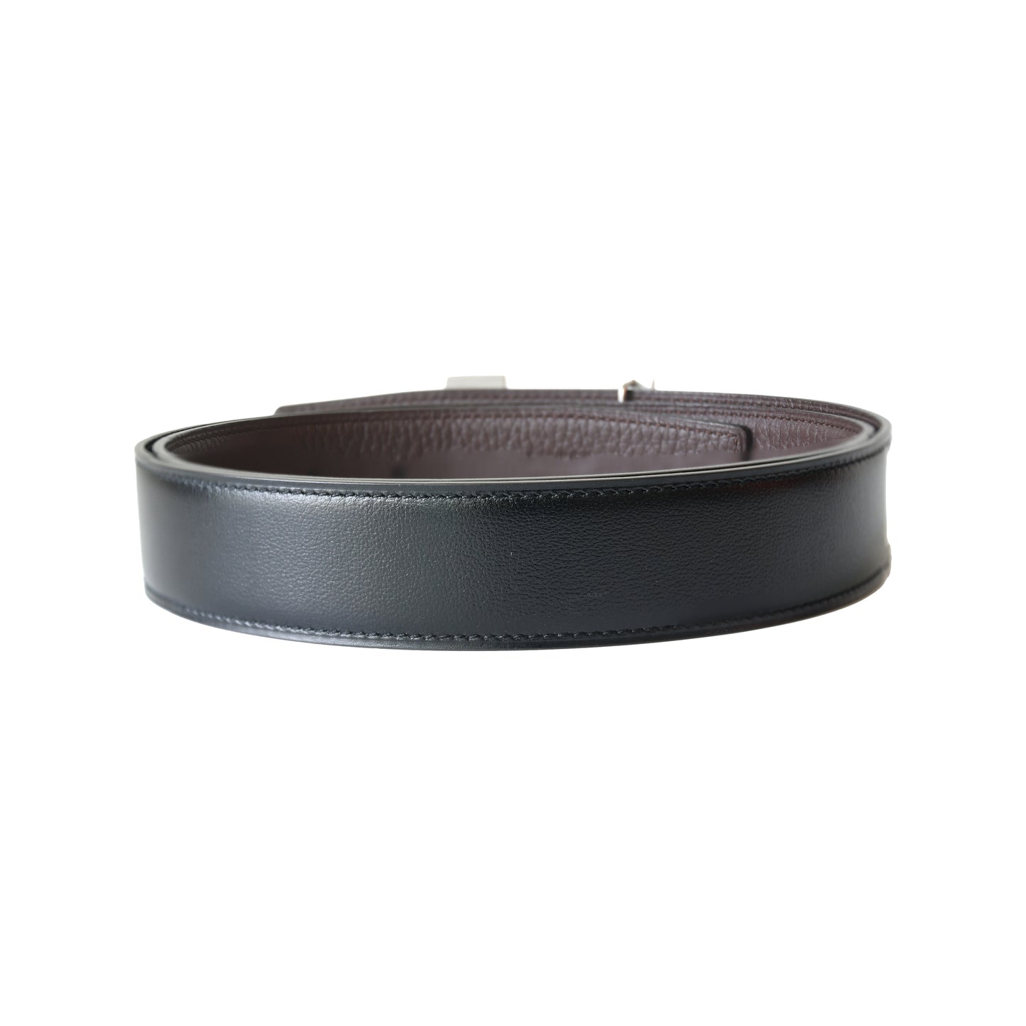 Hermes 32mm H Buckle Constance Reversible Belt Palladium Hardware Noir Chocolat