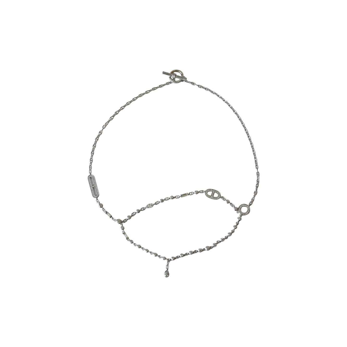 Hermes Chaine d'ancre Chaos Fancy Bracelet With Diamonds White Gold