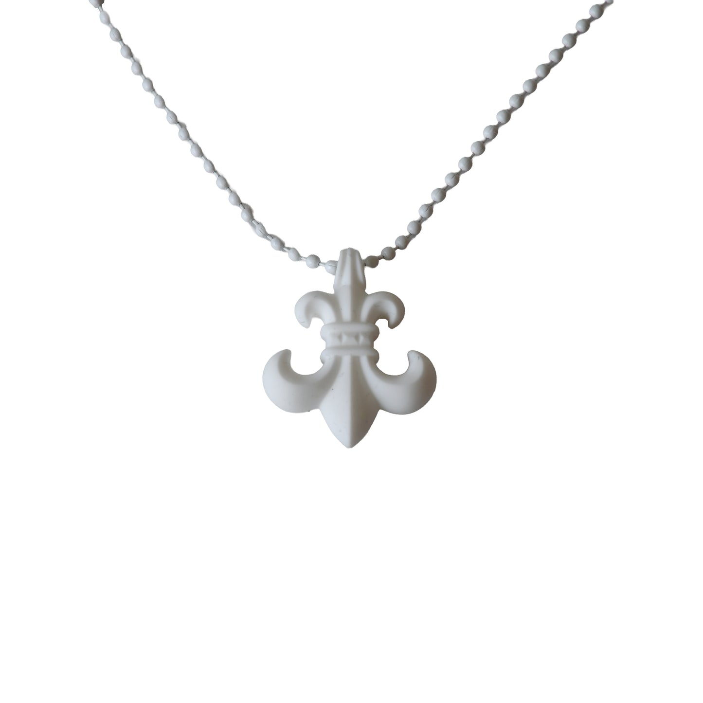 Chrome Hearts Silicone BS Fleur Ball-Chain Pendant Necklace White