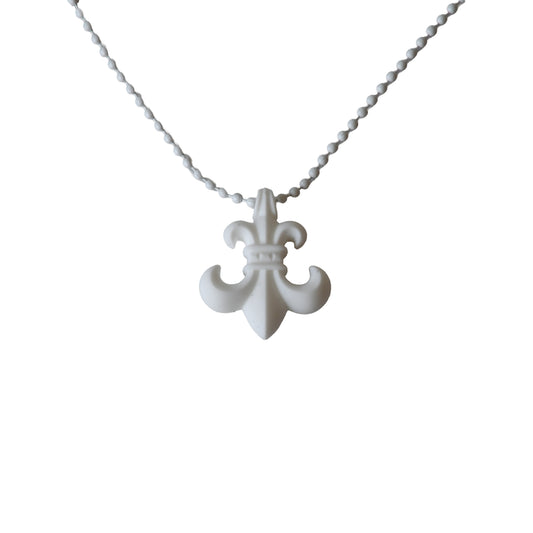 Chrome Hearts Silicone BS Fleur Ball-Chain Pendant Necklace White