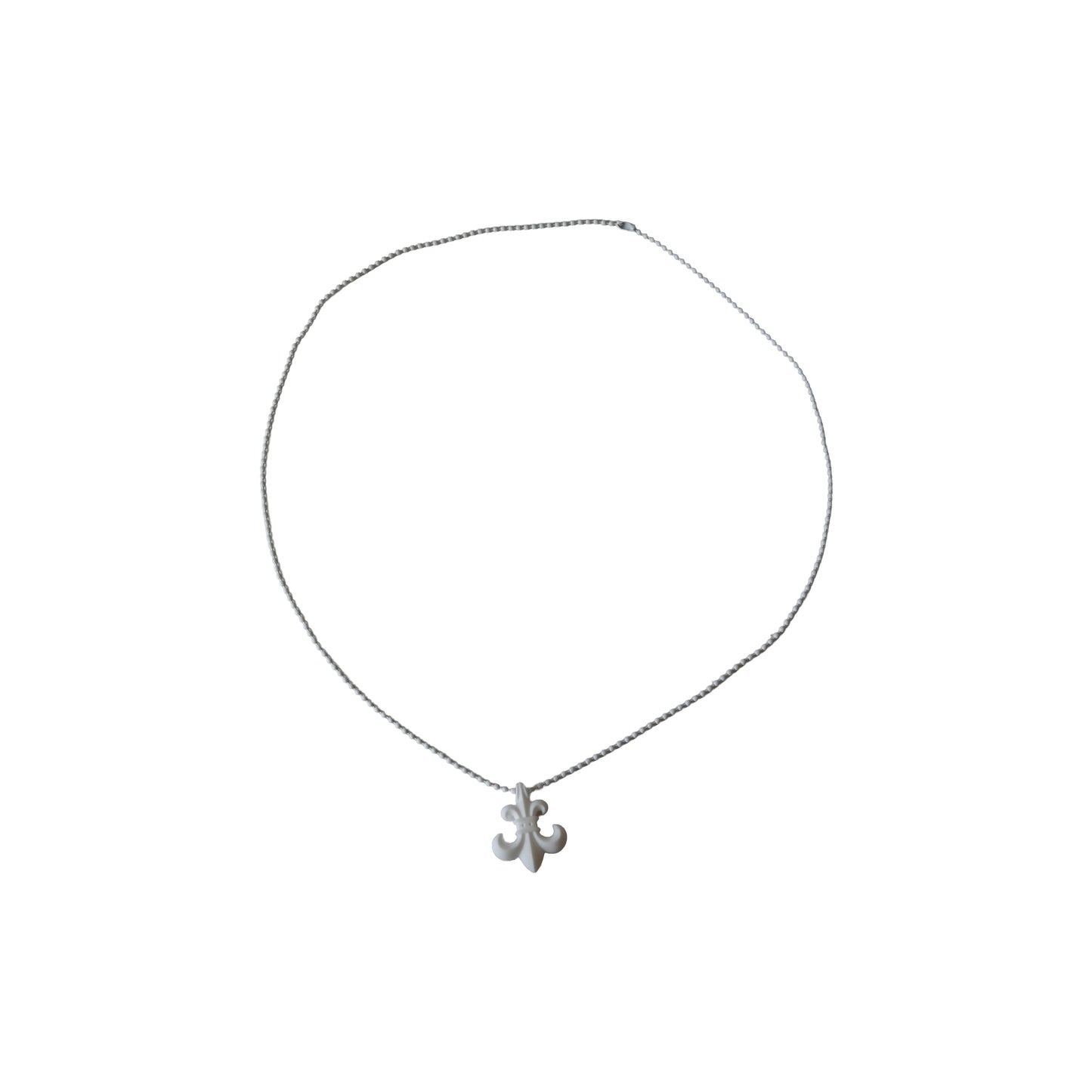 Chrome Hearts Silicone BS Fleur Ball-Chain Pendant Necklace White