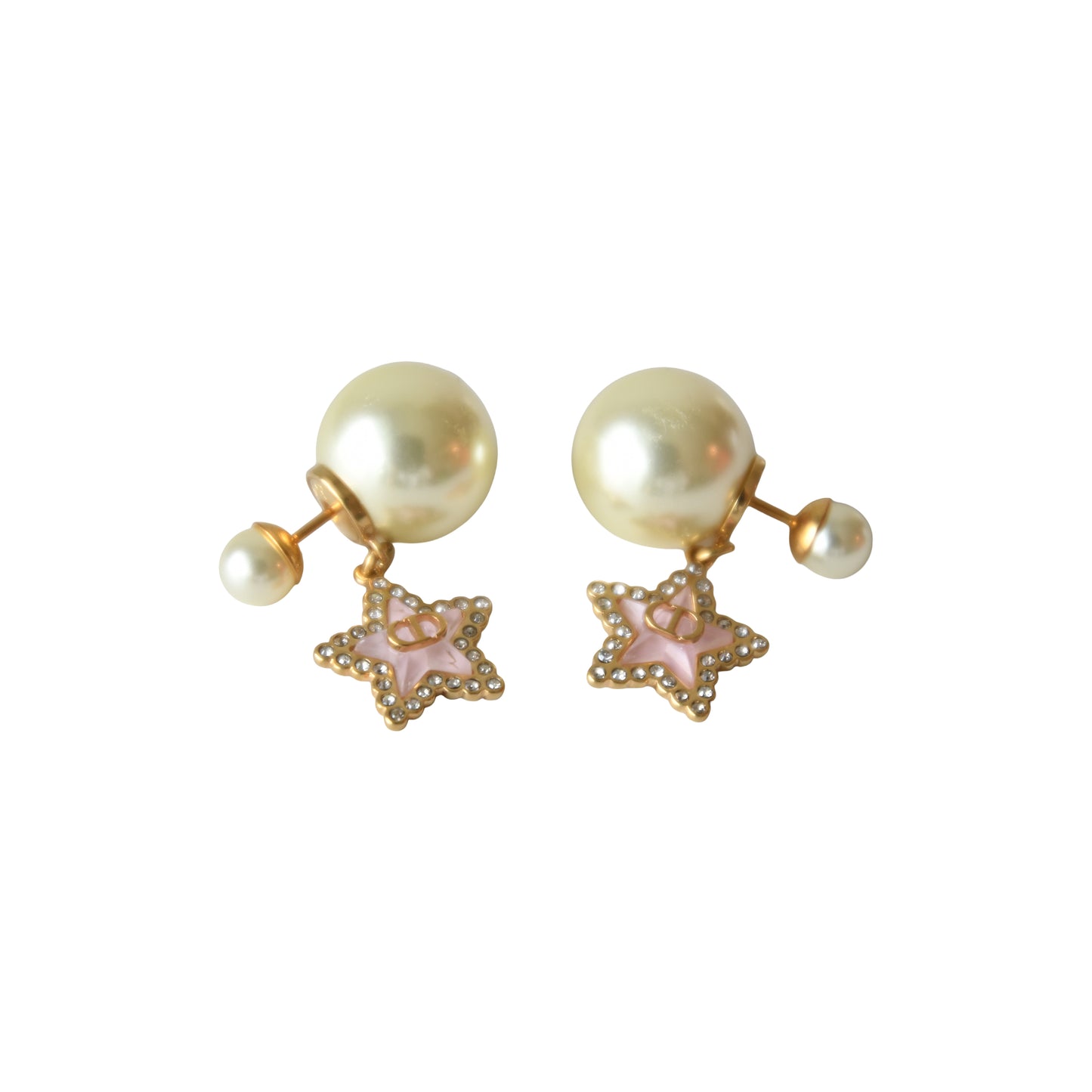 Dior Tribales Pearls Macaron Pink Glass Drop Earrings