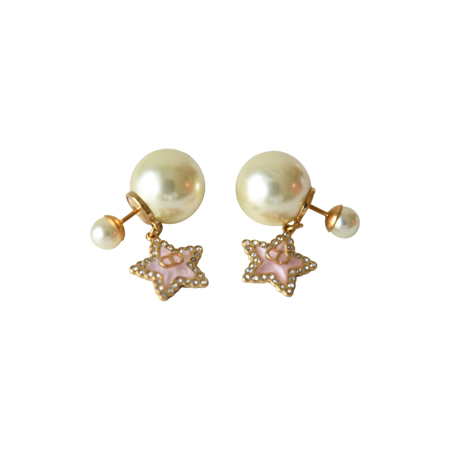 Dior Tribales Pearls Macaron Pink Glass Drop Earrings