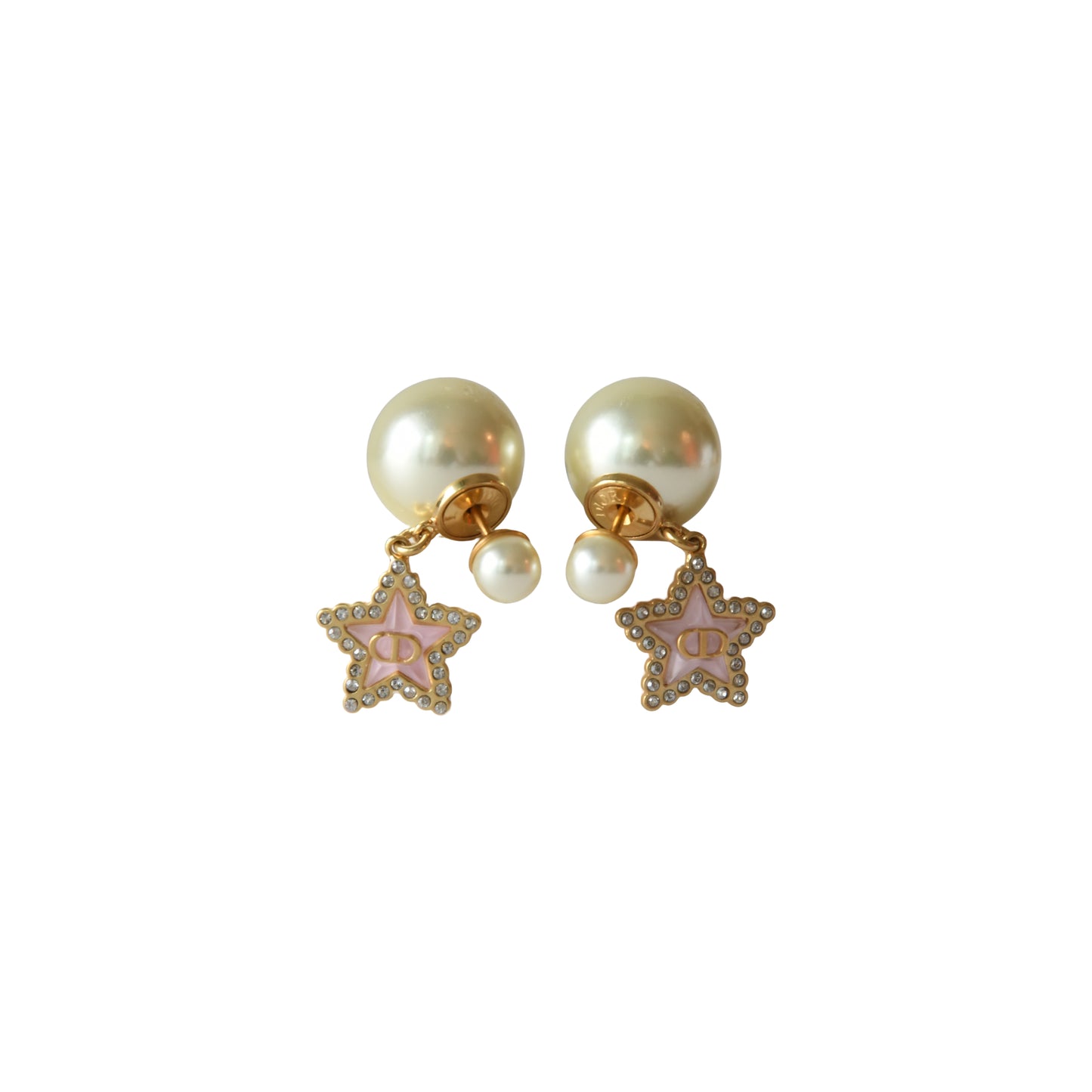 Dior Tribales Pearls Macaron Pink Glass Drop Earrings