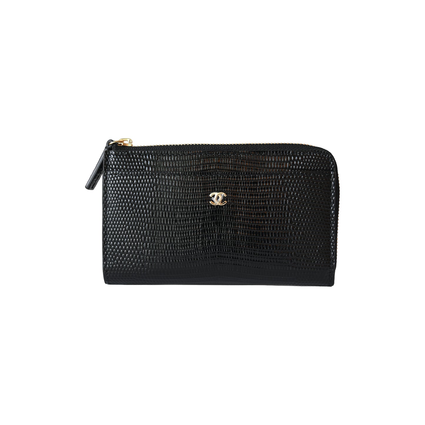 Chanel Lizard Classic Zipped Coin Purse Black