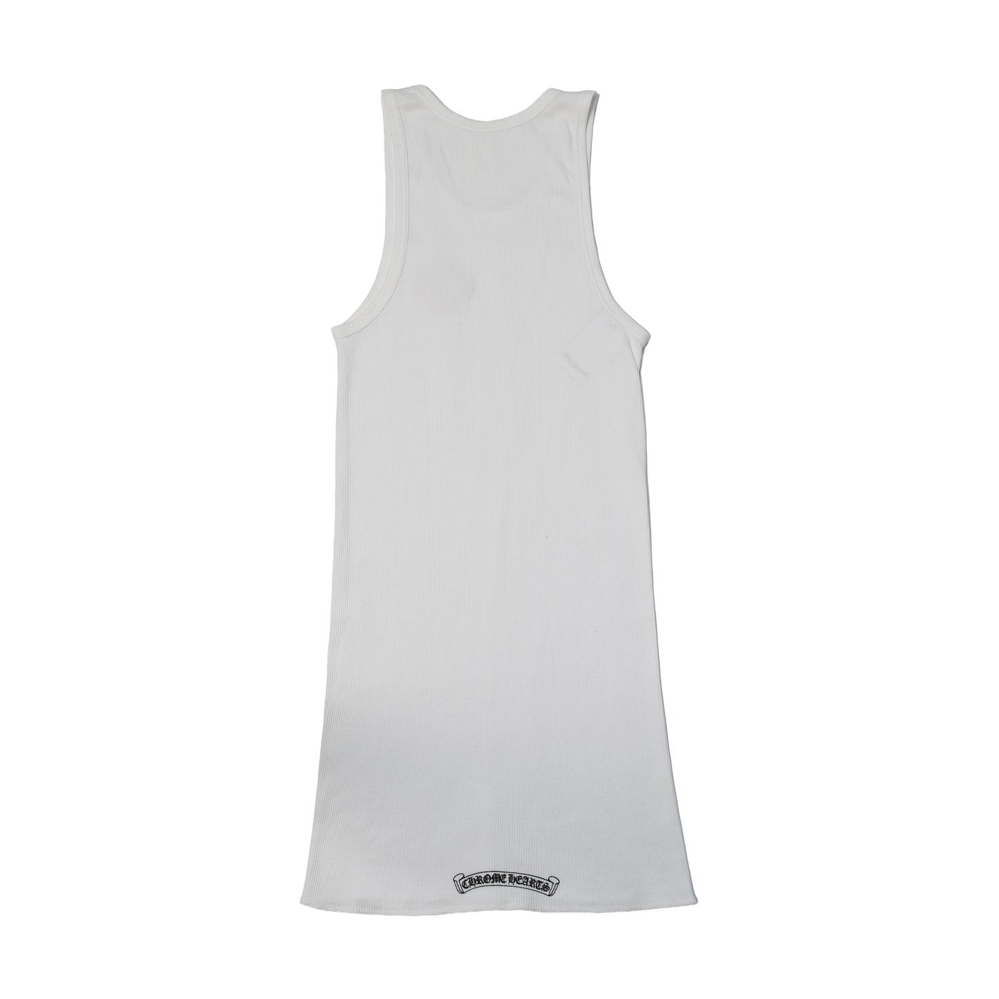 Chrome Hearts Ribbed Pink Leather Cross Patch Tank Top White