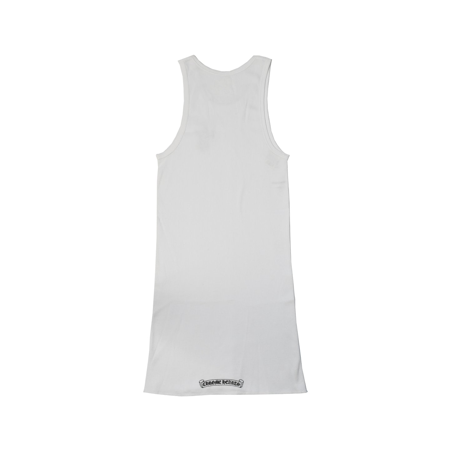 Chrome Hearts Ribbed Blue Glitter Leather Cross Patch Tank Top White