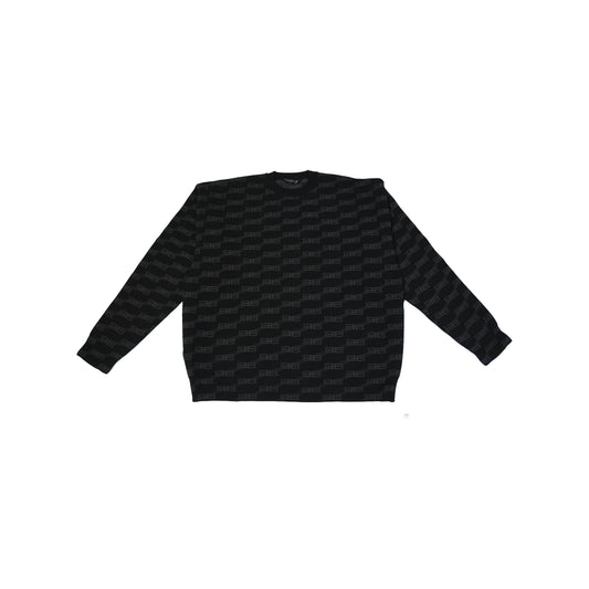 Balenciaga Allover BB Logo Knit Sweater Black