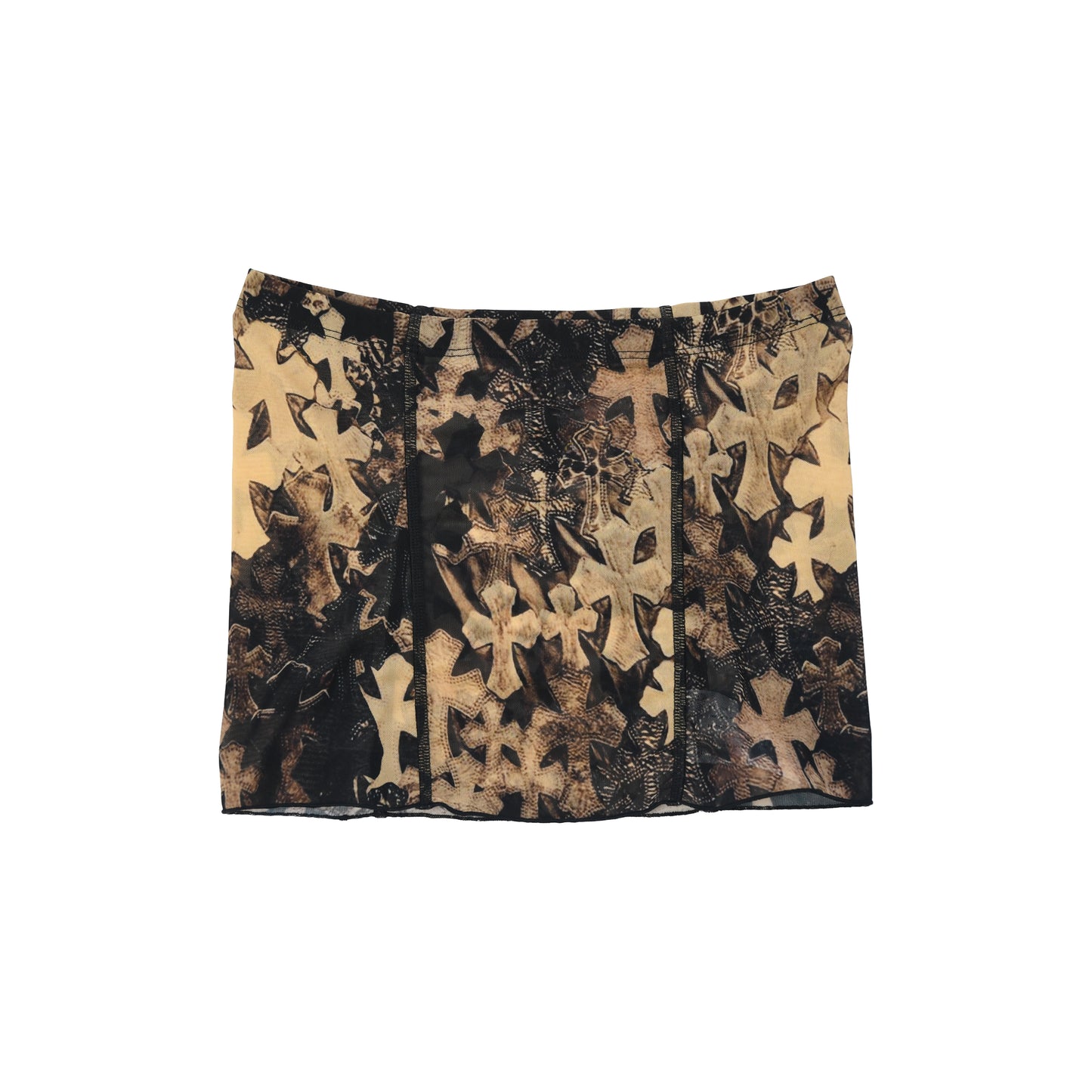 Chrome Hearts Waterfall Cross Patch Print Mesh Mini Skirt