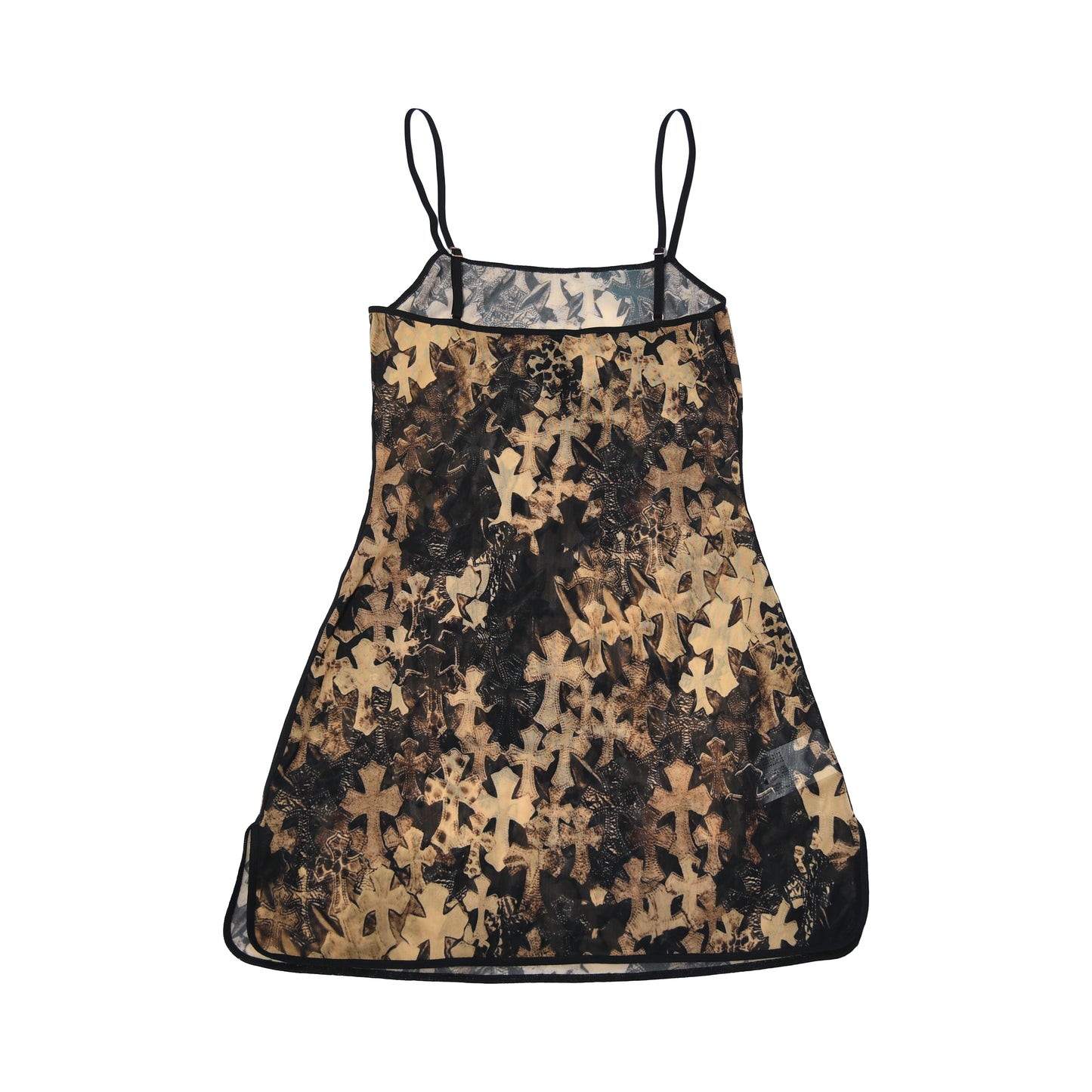 Chrome Hearts Waterfall Cross Patch Print Mesh Slip Dress