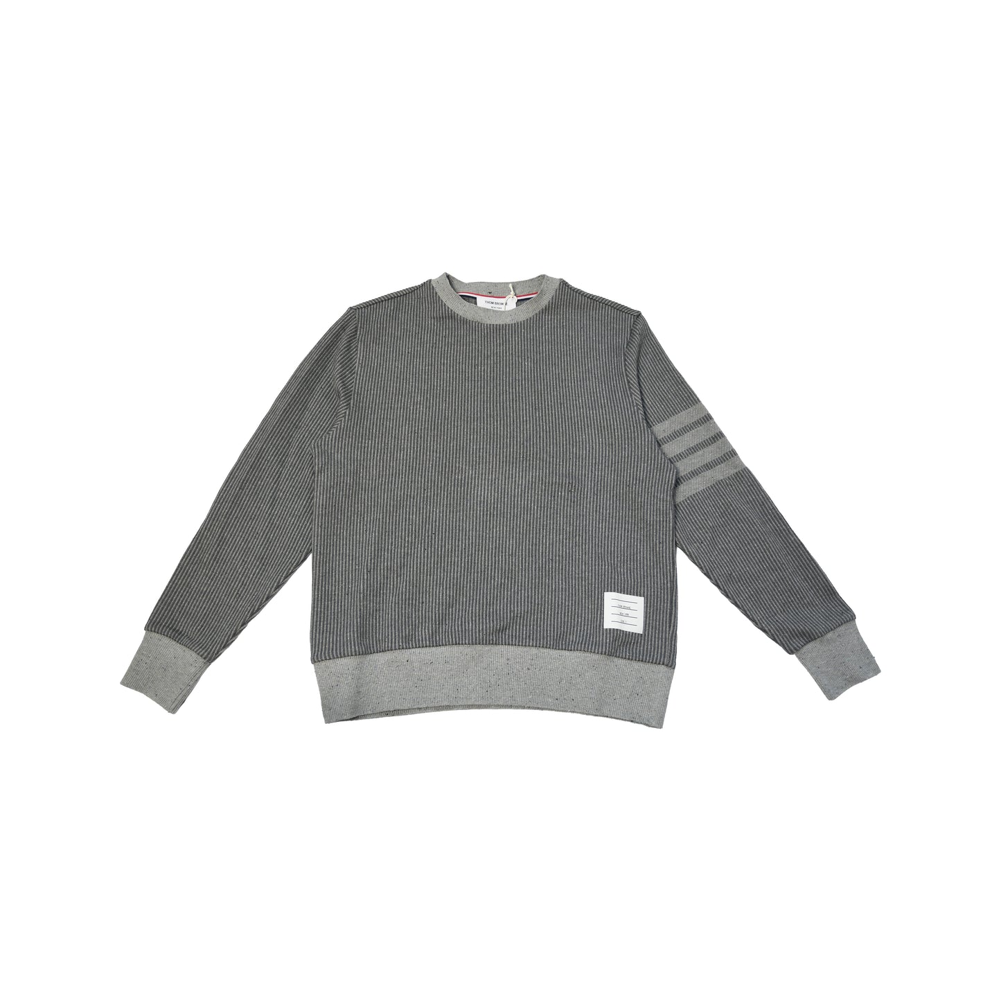 Thom Browne Waffle Knit 4-Bar Crewneck Sweater Grey