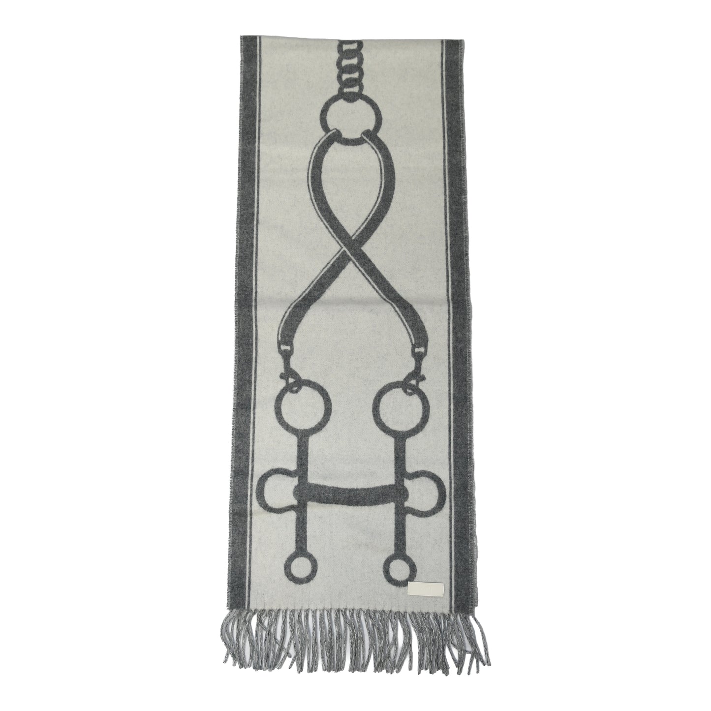 Hermes Casaque Mors Scarf Ivoire Gris Flanelle