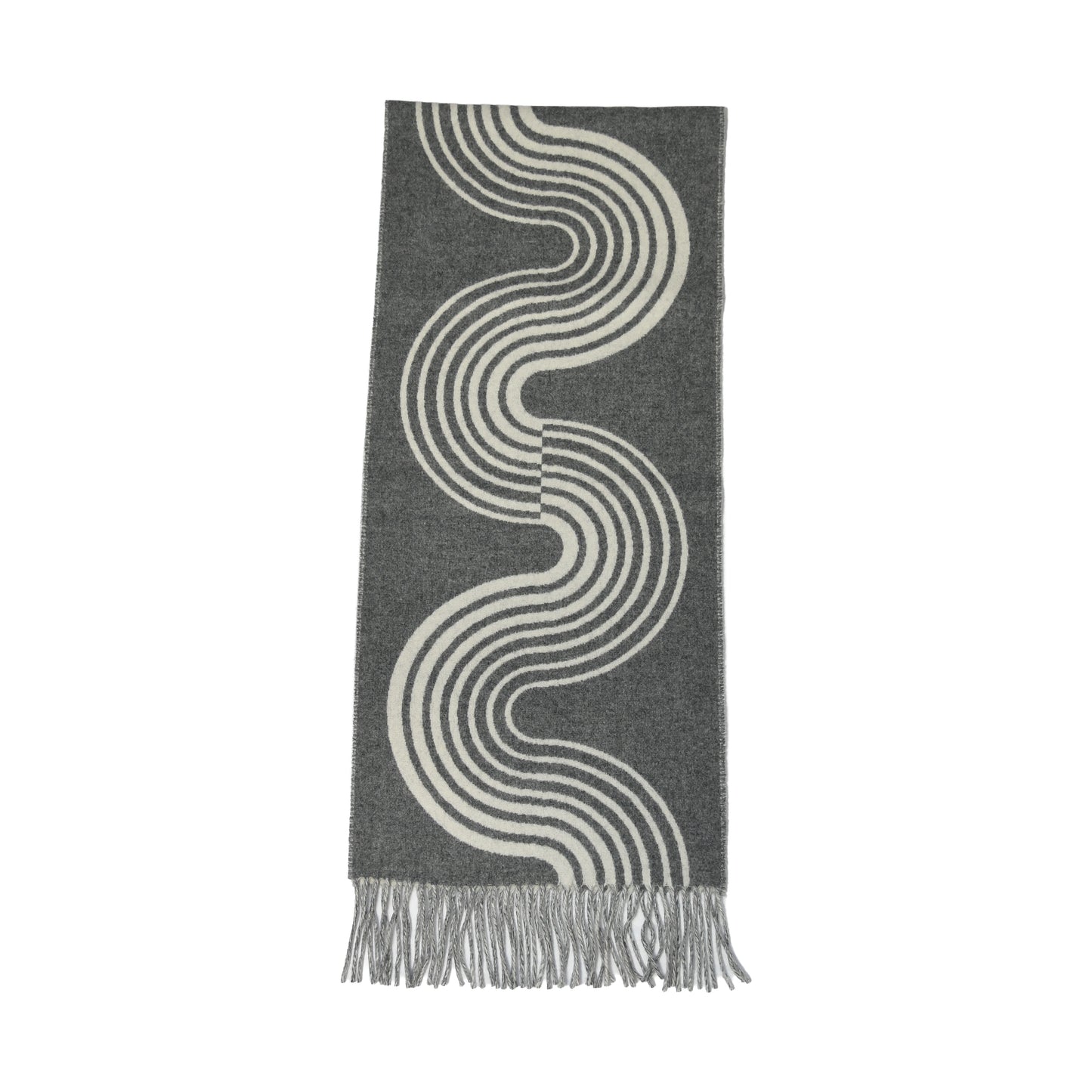 Hermes Casaque Vague Scarf Muffler Gris Flanelle Ivoire