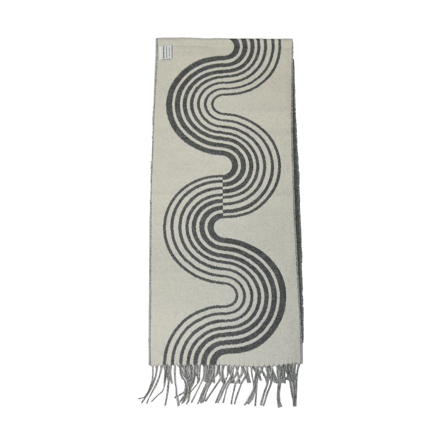 Hermes Casaque Vague Scarf Muffler Gris Flanelle Ivoire