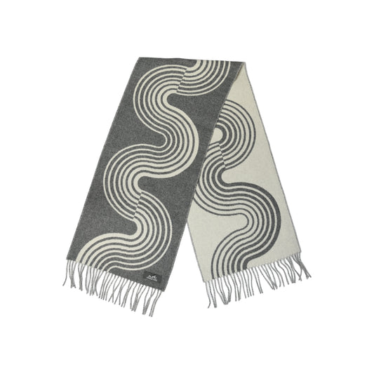 Hermes Casaque Vague Scarf Muffler Gris Flanelle Ivoire