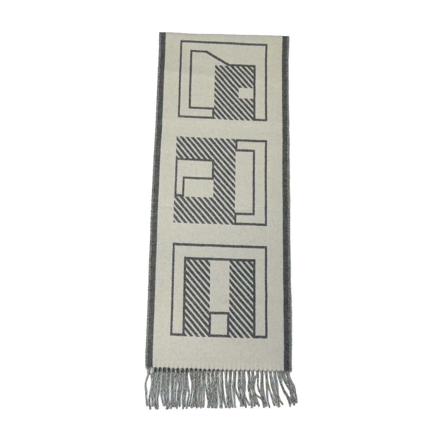 Hermes Casaque Lettres au Carre Scarf Ivoire Gris Flanelle