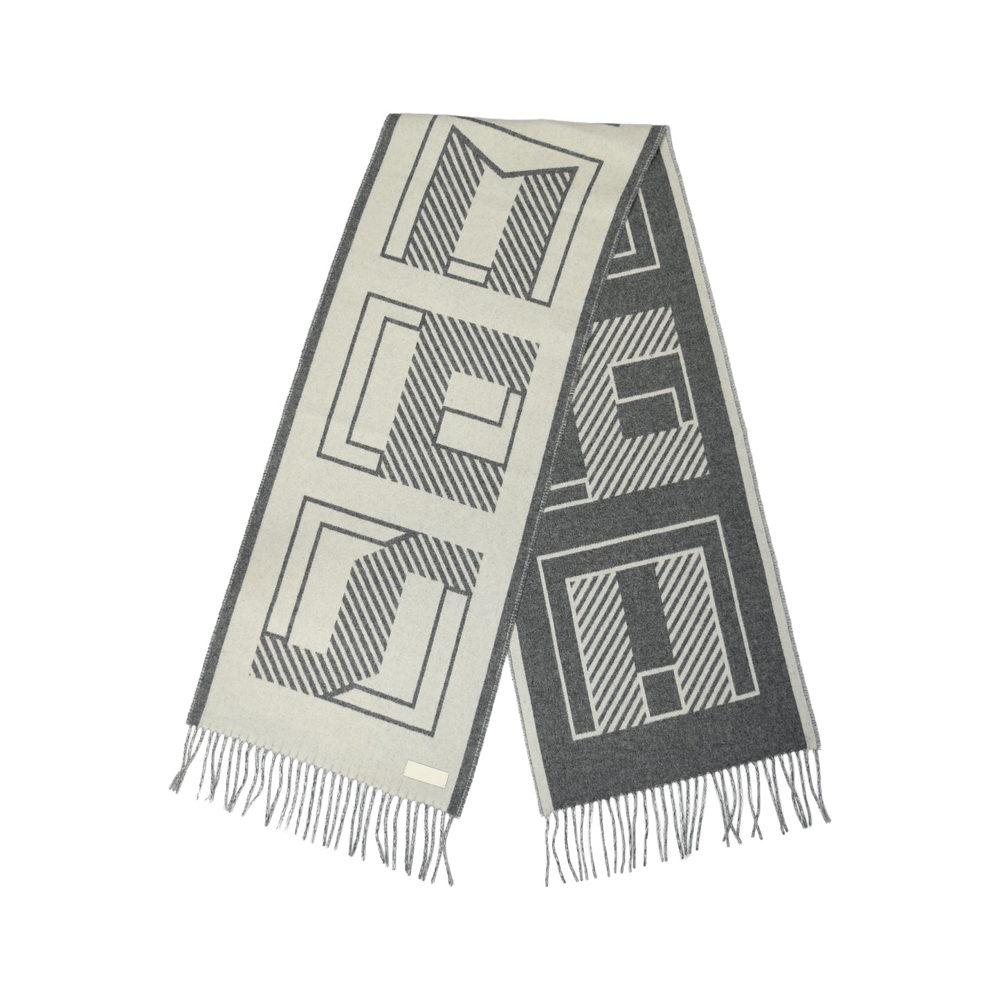 Hermes Casaque Lettres au Carre Scarf Ivoire Gris Flanelle