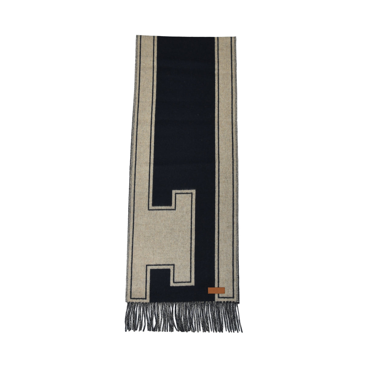 Hermes Cashmere Casaque Clefs de H Scarf Bleu Marine Beige Chine