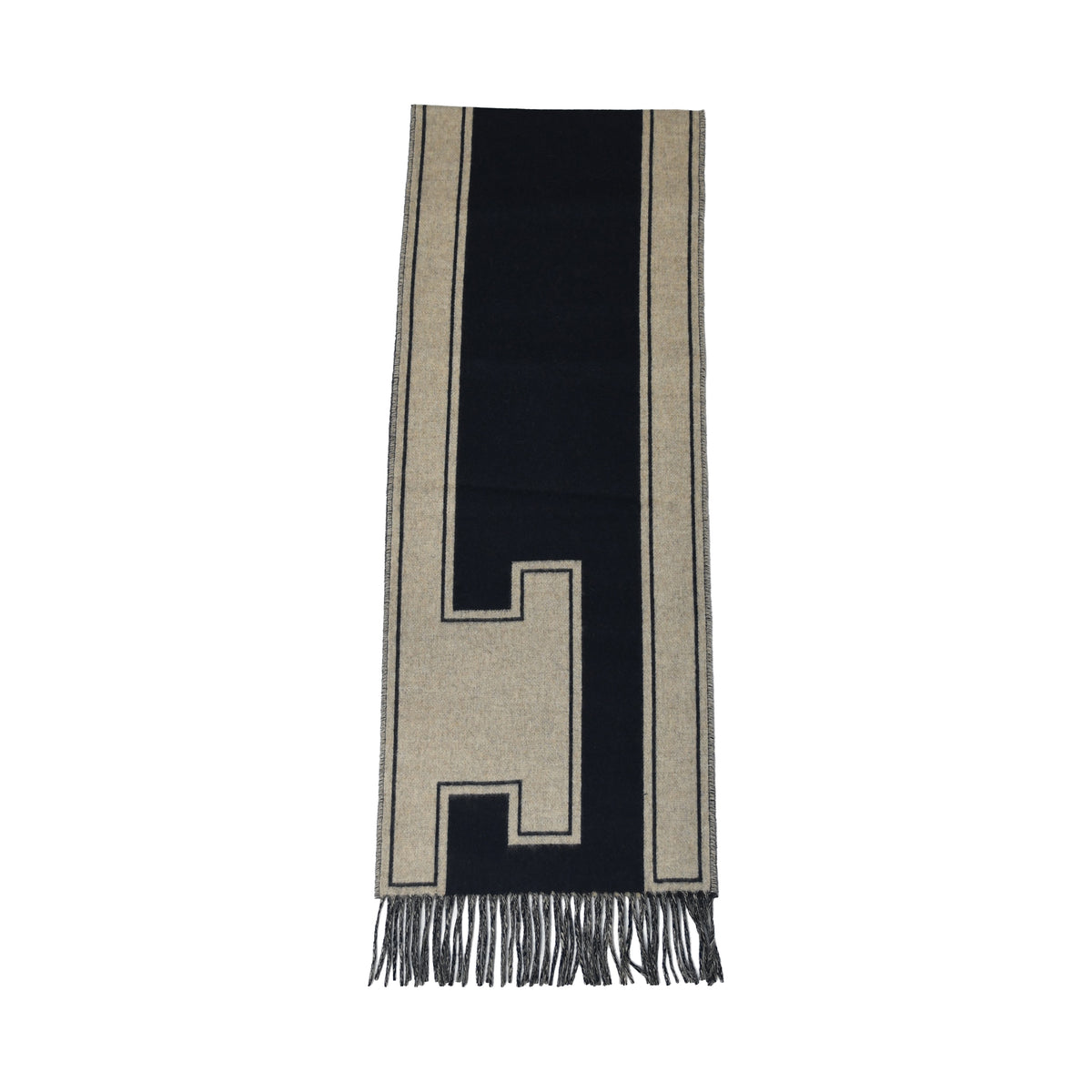 Hermes Cashmere Casaque Clefs de H Scarf Bleu Marine Beige Chine