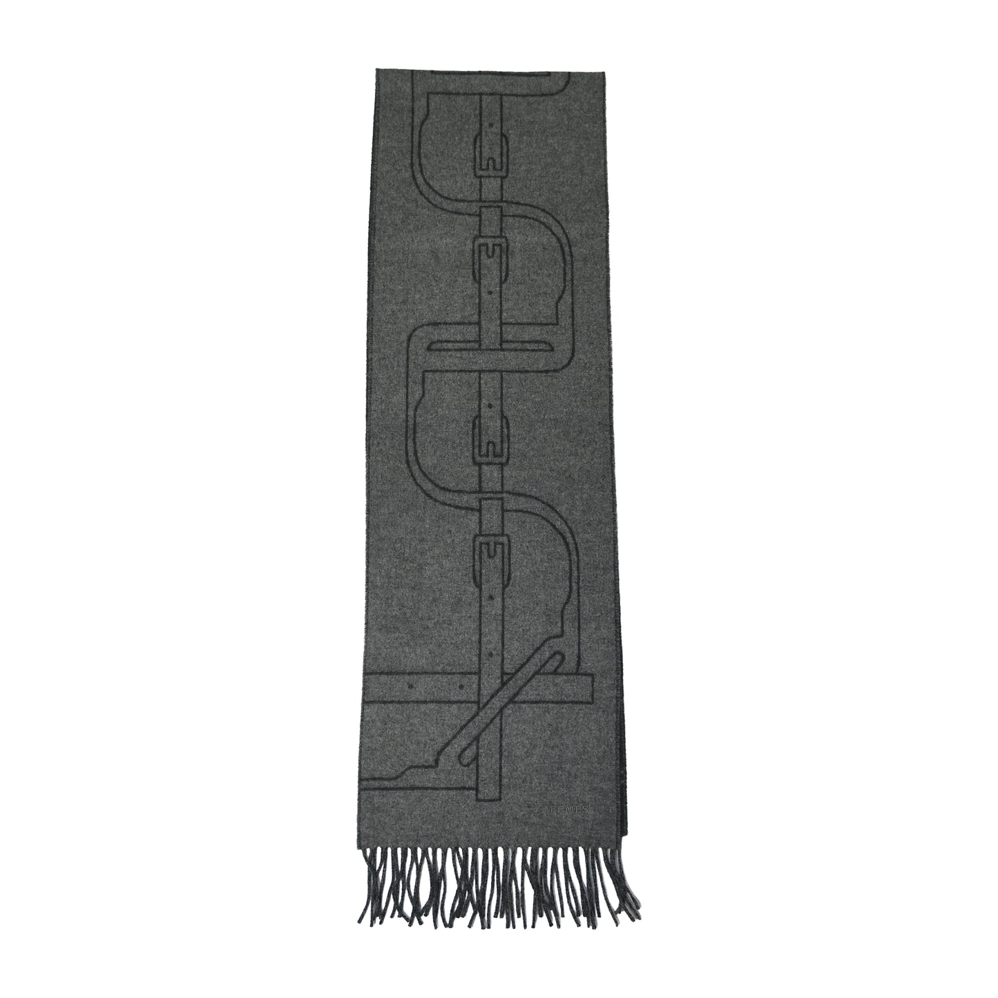 Hermes Petite Casaque Coaching Scarf Muffler Anthracite Gris Chine