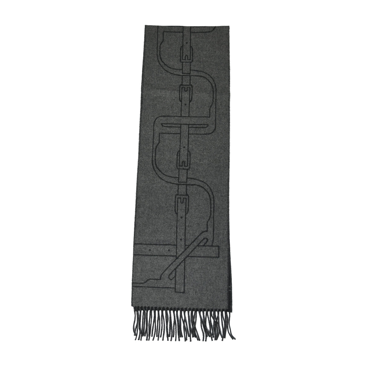 Hermes Petite Casaque Coaching Scarf Muffler Anthracite Gris Chine