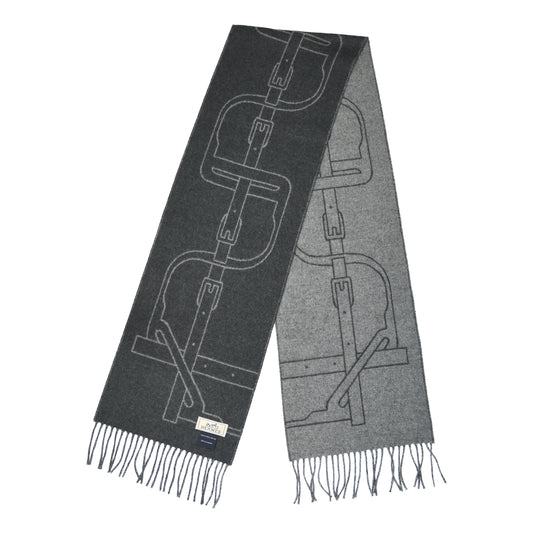 Hermes Petite Casaque Coaching Scarf Muffler Anthracite Gris Chine