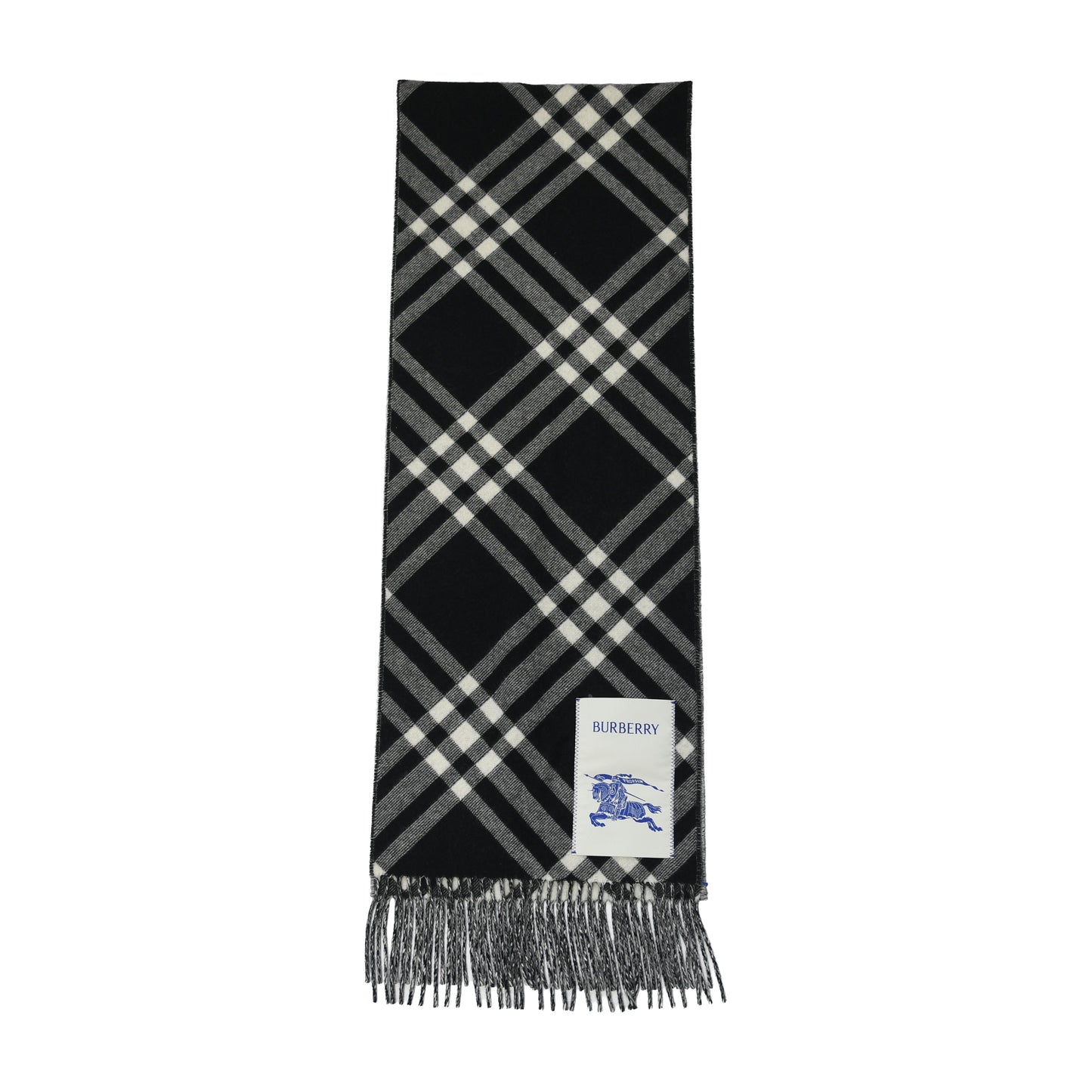 Burberry Check Cashmere Scarf Black Calico Beige