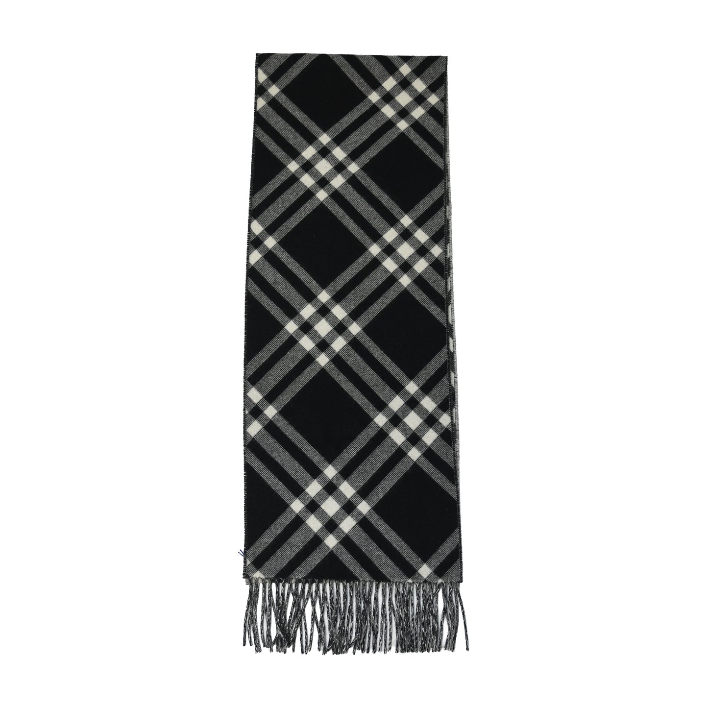 Burberry Check Cashmere Scarf Black Calico Beige