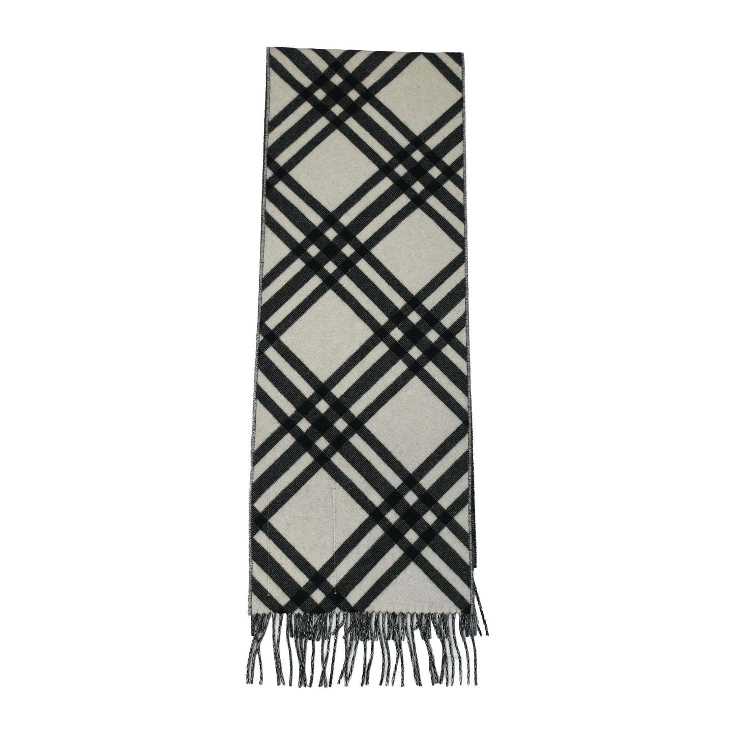Burberry Check Cashmere Scarf Black Calico Beige
