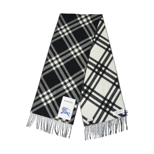 Burberry Check Cashmere Scarf Black Calico Beige