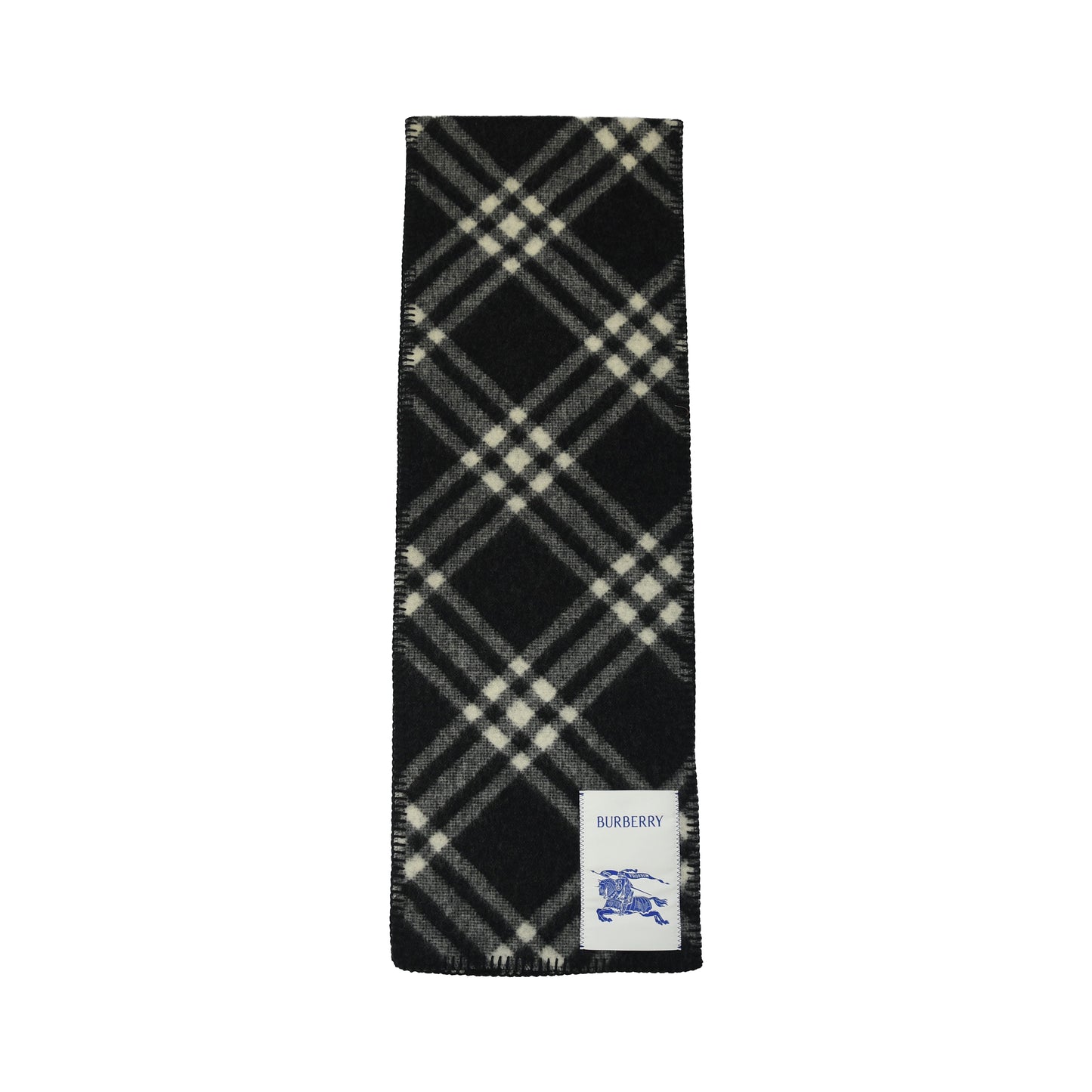 Burberry Check Boucle Scarf Black Oatmeal White