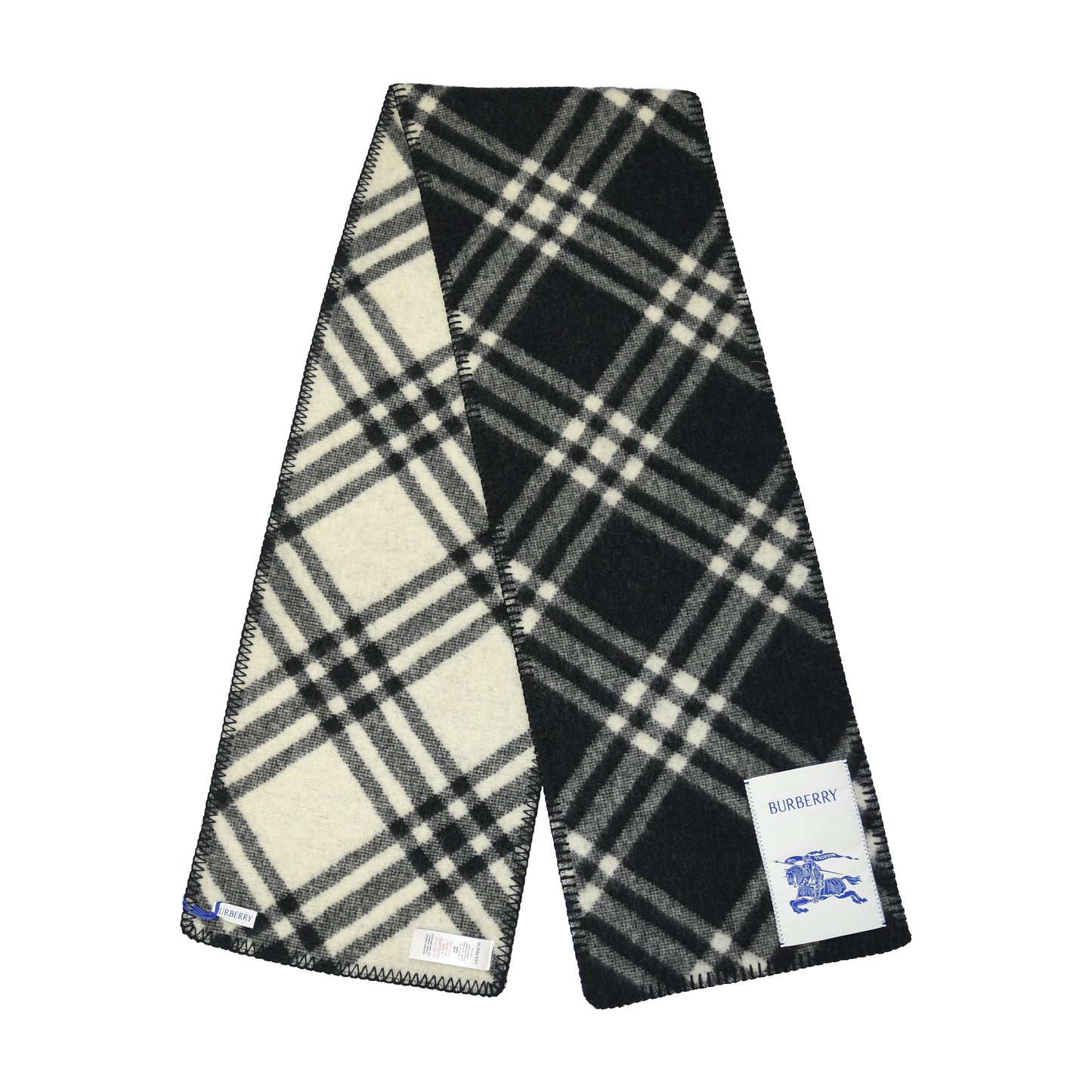 Burberry Check Boucle Scarf Black Oatmeal White