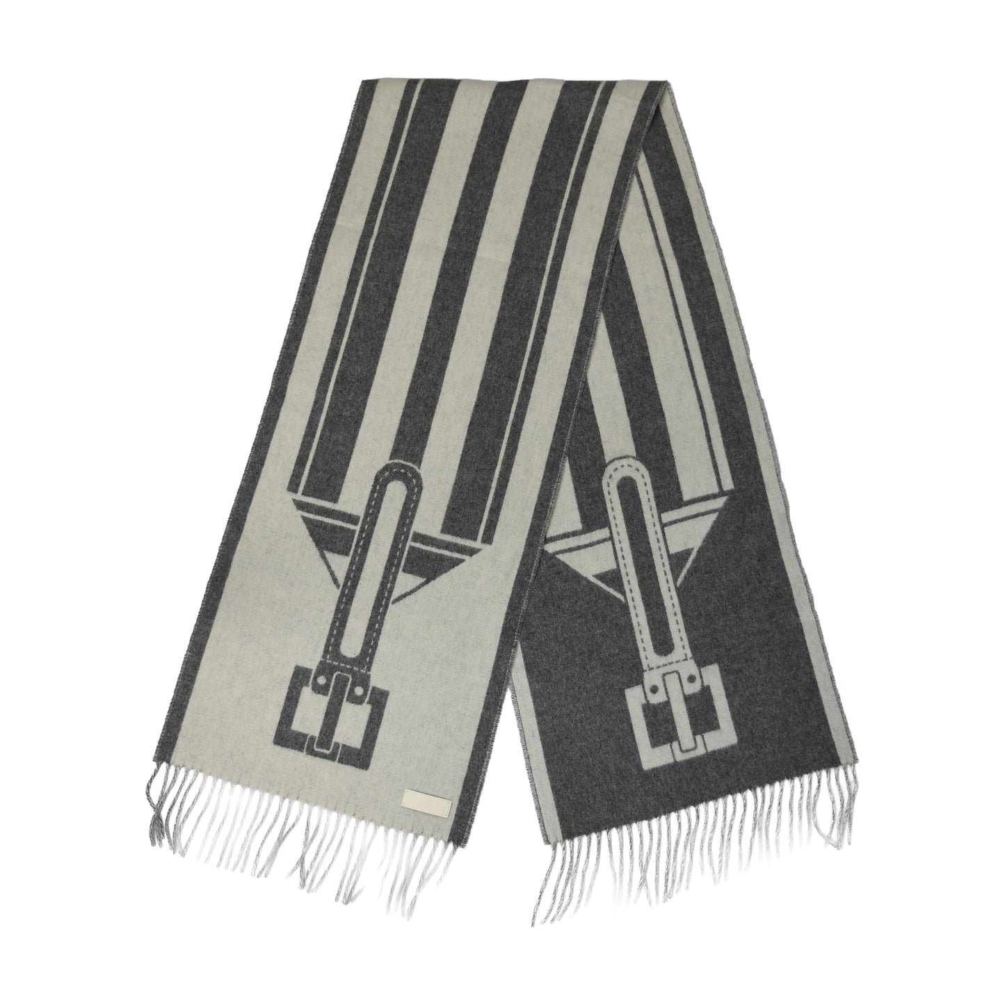 Hermes Casaque Cravache Scarf Gris Flanelle
