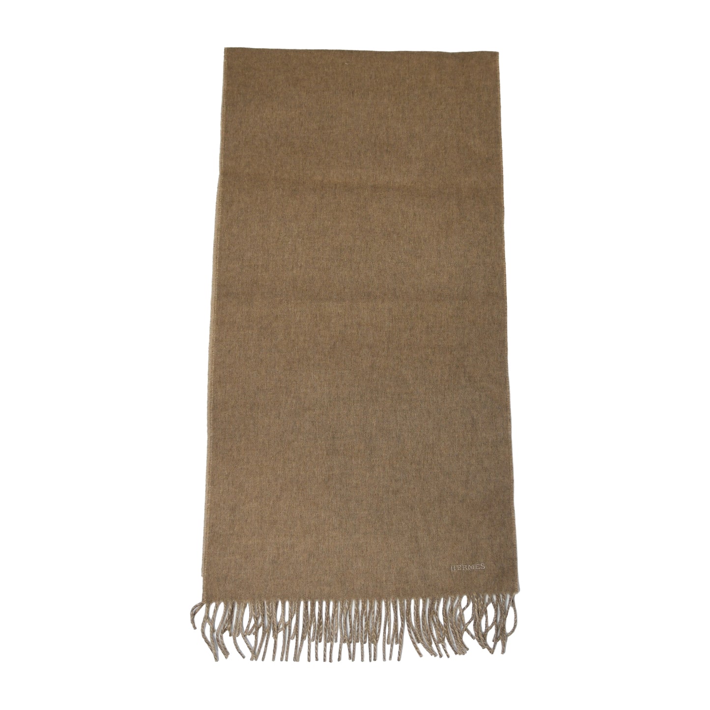 Hermes Cashmere Recto-Verso Scarf Muffler Camel Beige