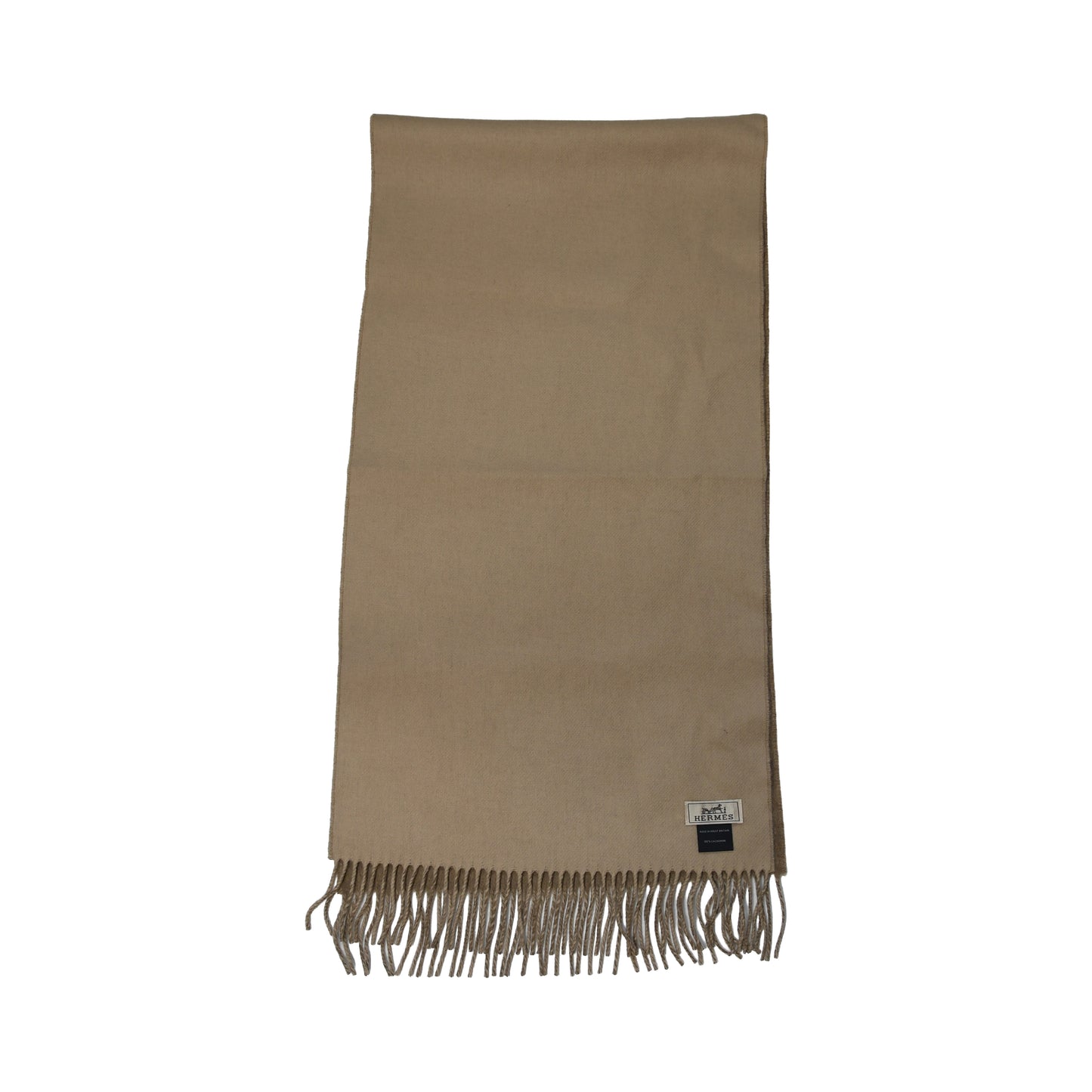 Hermes Cashmere Recto-Verso Scarf Muffler Camel Beige