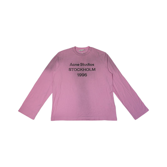 Acne Studios Sprayed 1996 Logo L/S T-Shirts Deep Pink