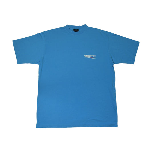 Balenciaga Political Campaign Large Fit T-Shirt Light Blue Turquoise