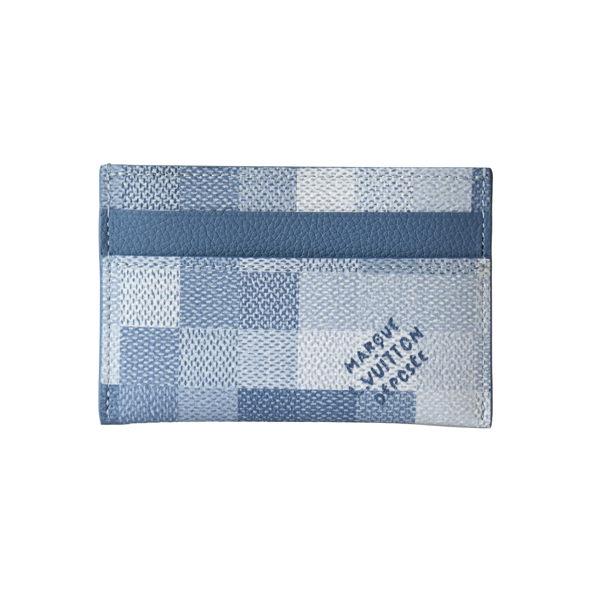 Louis Vuitton Blue Pixel Double Card Holder Indigo Damoflage Blue Letter-NOBLEMARS