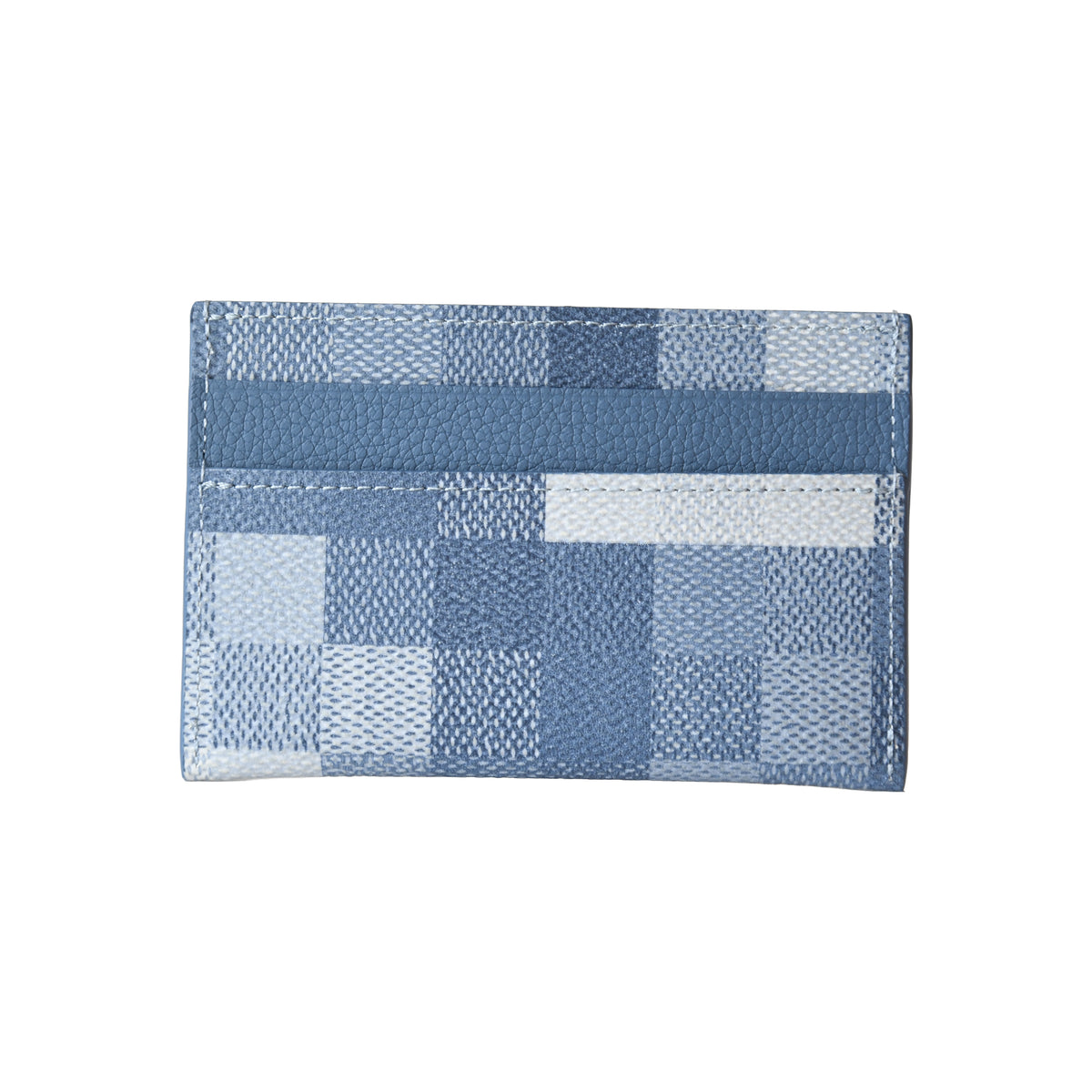 Louis Vuitton Blue Pixel Double Card Holder Indigo Damoflage Blue Letter-NOBLEMARS