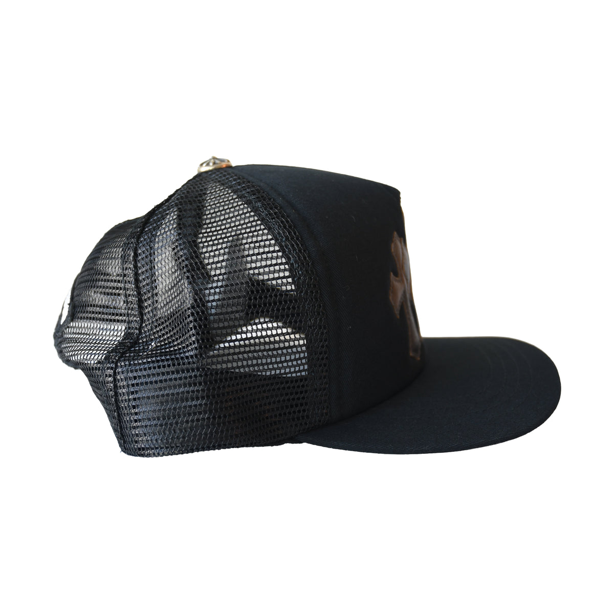 Chrome Hearts Camouflage Cemetery Cross Patch Trucker Hat Black-NOBLEMARS