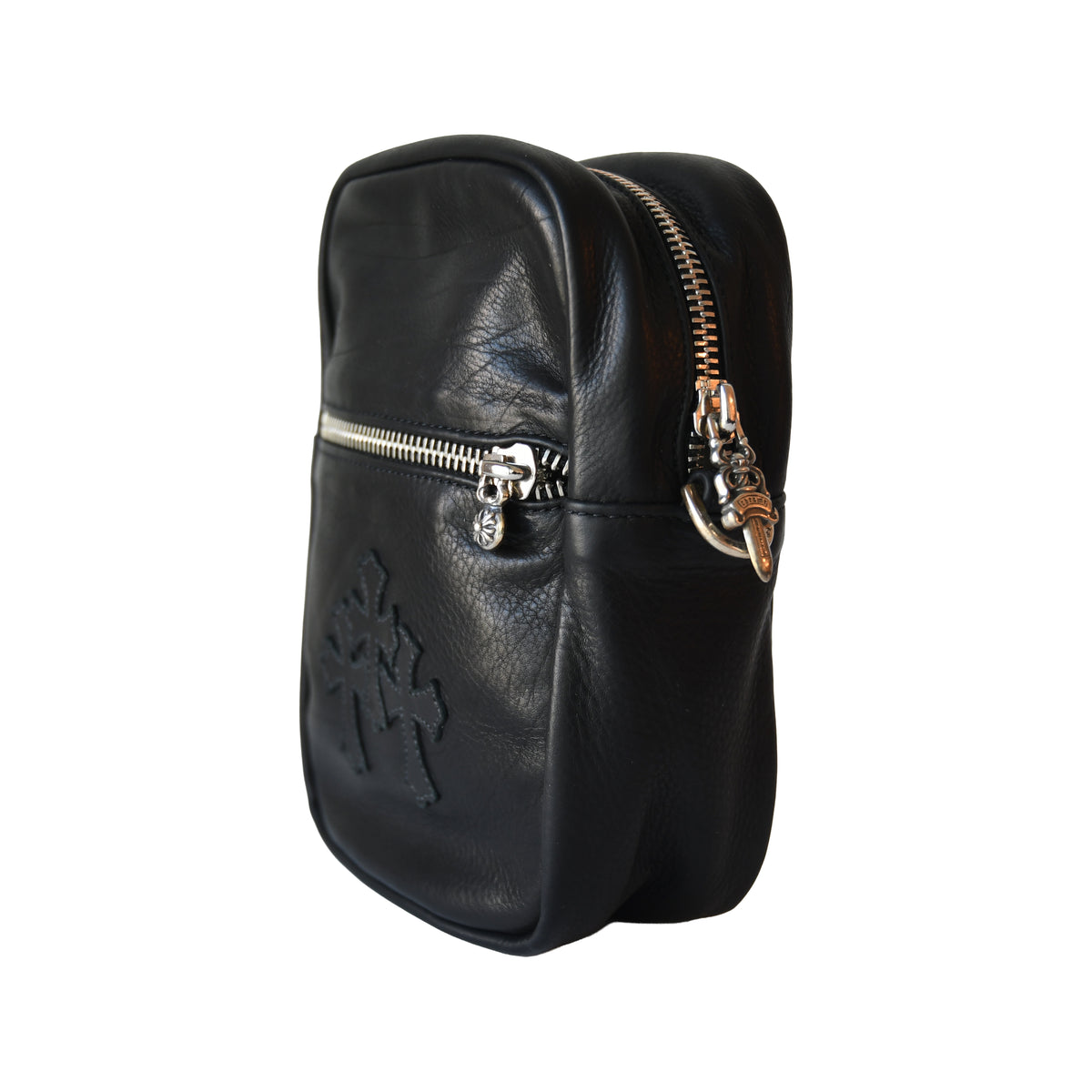 Chrome Hearts Taka Mini Three Cemetery Cross Patch Shoulder Bag Black-NOBLEMARS